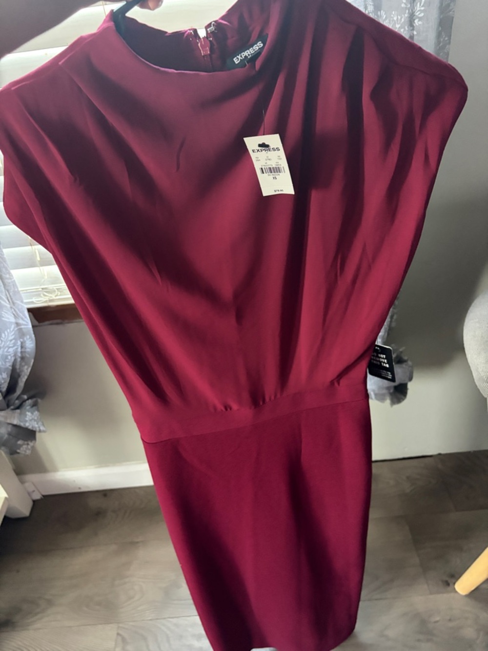 Express Two-Tone Magenta Midi Sheath Dress